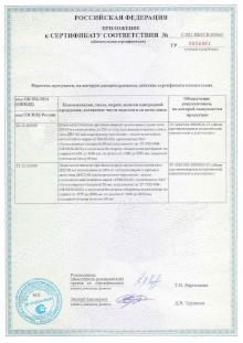 Приложение к сертификату соответствия C-RU.ПБ57.В.03664